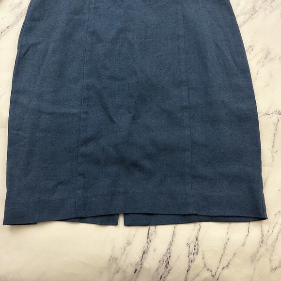 Diane B Vintage Linen Blend Sheath Dress Size 8 Navy Blue Sleeveless 90s - Picture 4 of 9